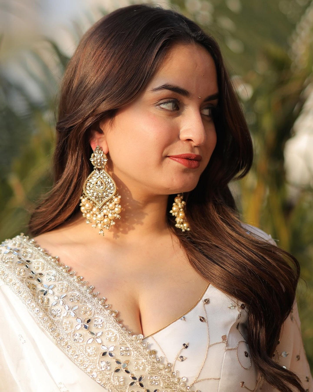 White Glamour Sequin Gown & Dupatta
