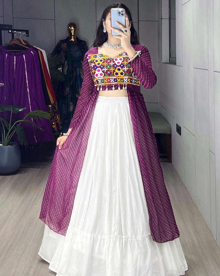 Stylish Wine Kurti & Lehenga Set – Georgette and Rayon Combo