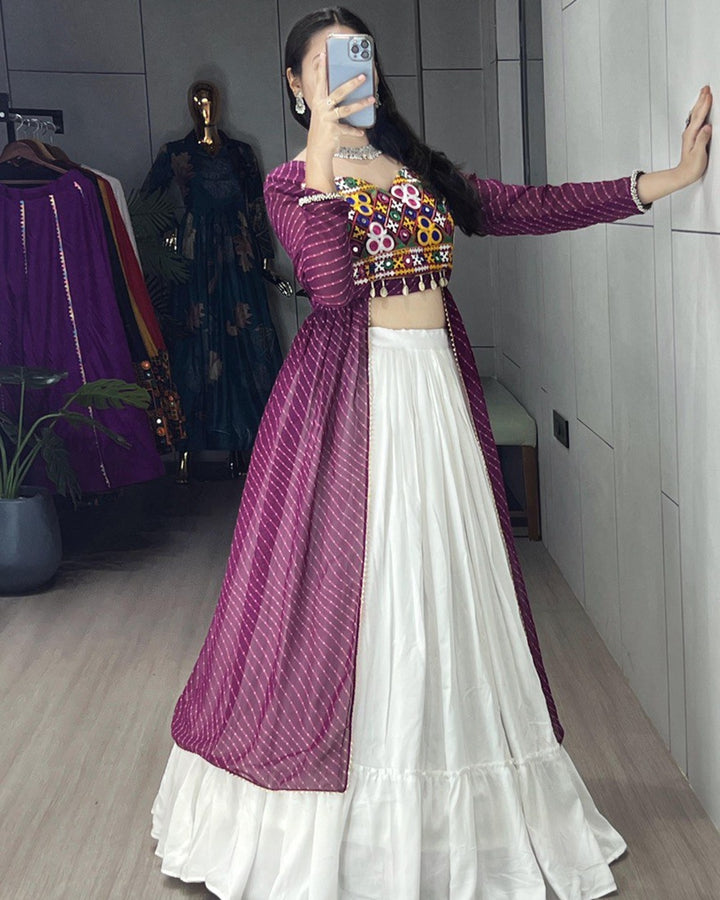 Stylish Wine Kurti & Lehenga Set – Georgette and Rayon Combo