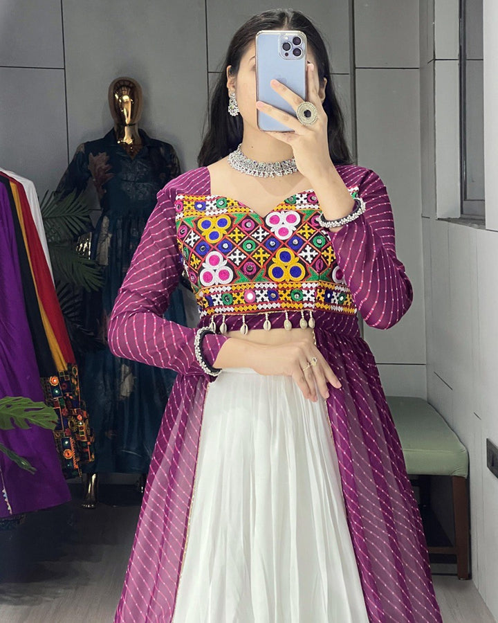 Stylish Wine Kurti & Lehenga Set – Georgette and Rayon Combo