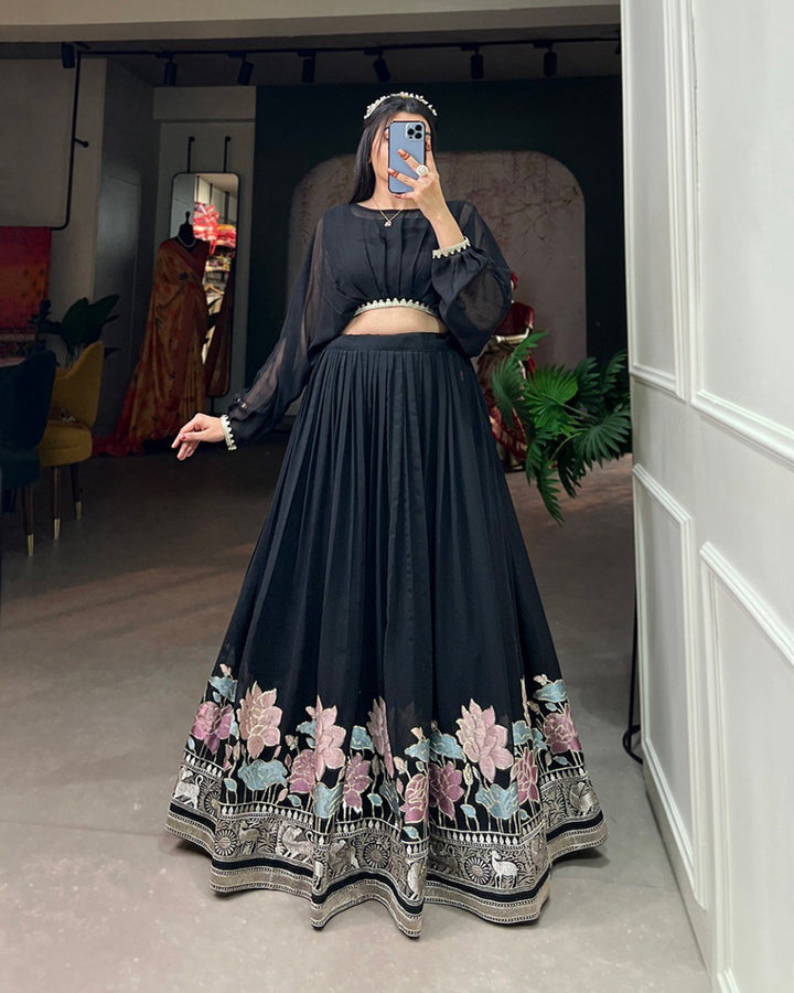 Elegant Black Georgette Lehenga Co-Ord Set