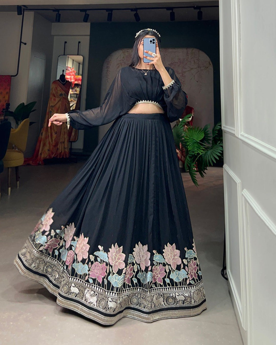 Elegant Black Georgette Lehenga Co-Ord Set