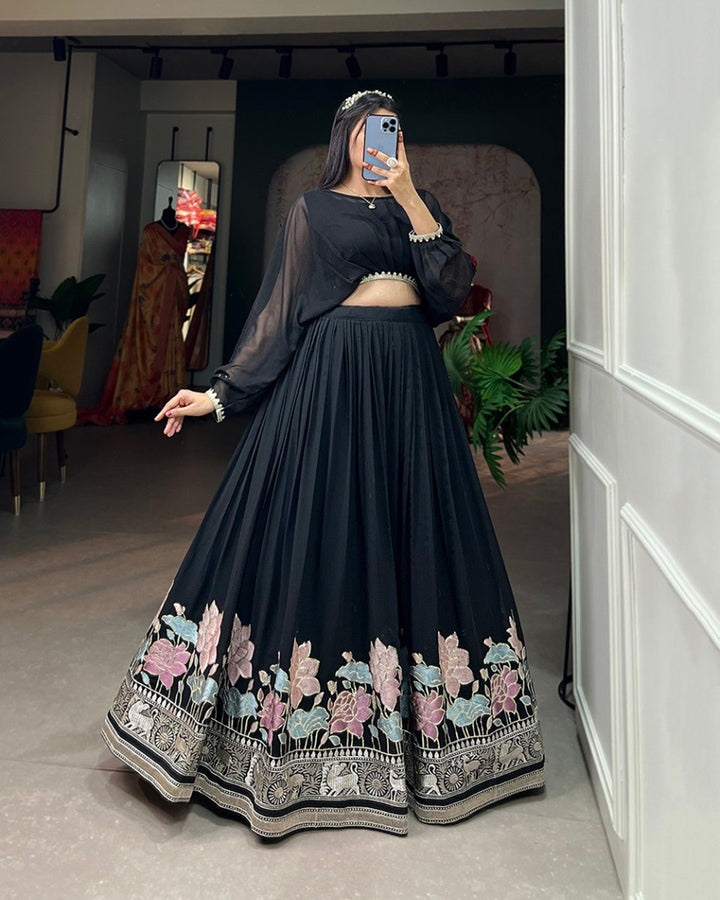 Elegant Black Georgette Lehenga Co-Ord Set