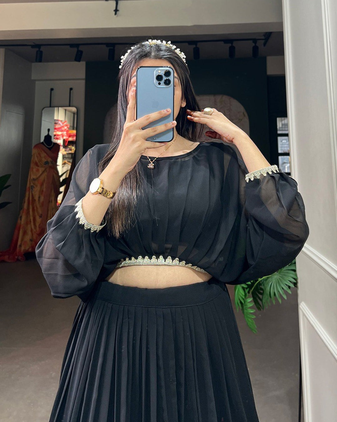 Elegant Black Georgette Lehenga Co-Ord Set
