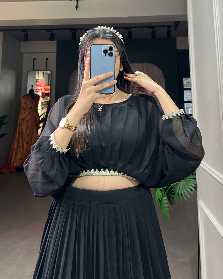 Elegant Black Georgette Lehenga Co-Ord Set
