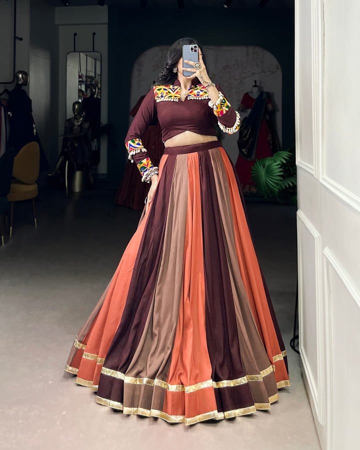 Traditional Brown Navratri Outfit