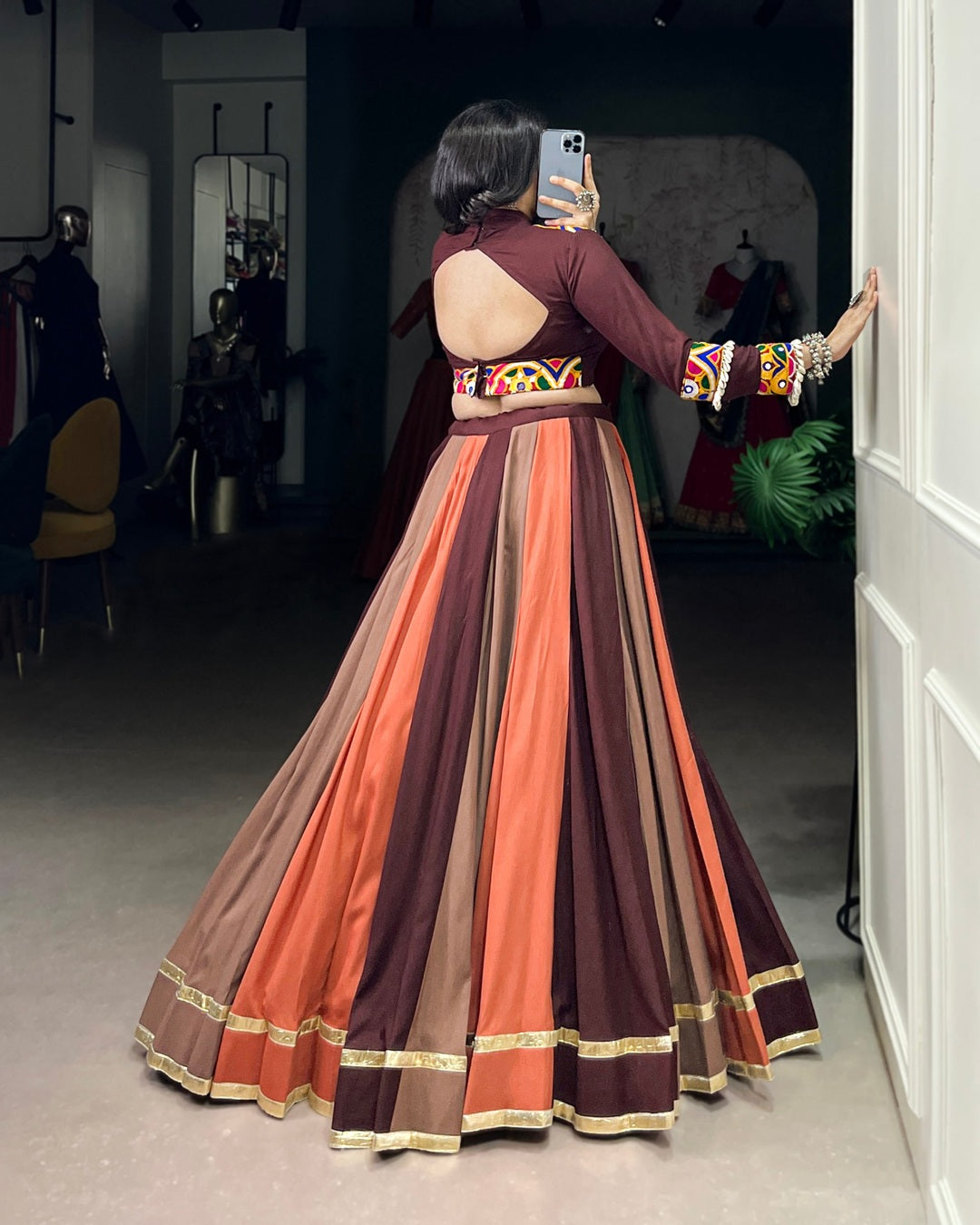 Traditional Brown Navratri Outfit
