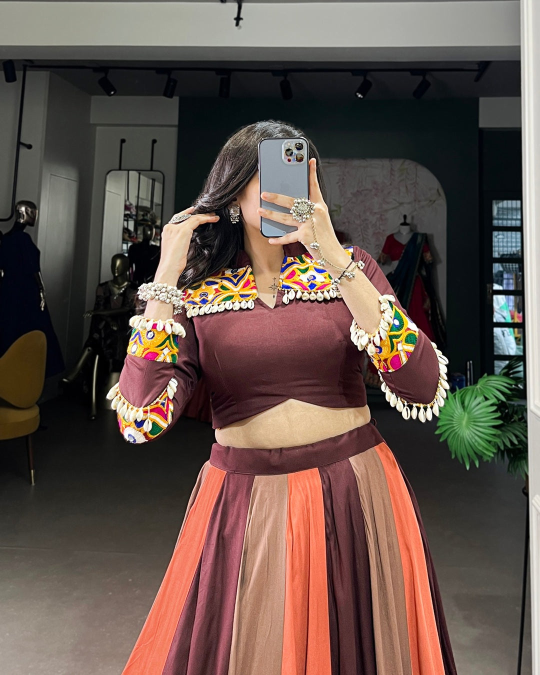 Traditional Brown Navratri Outfit