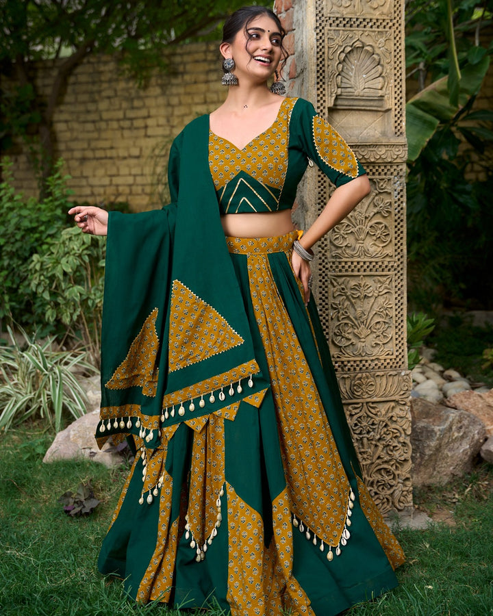 Mustard Green Choli for Garba Nights