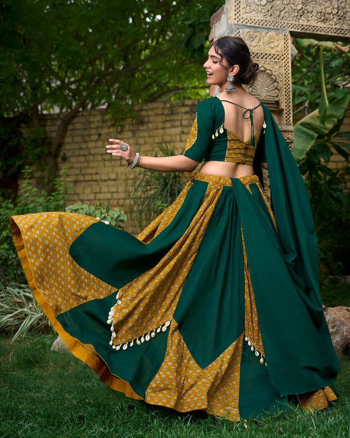Mustard Green Choli for Garba Nights