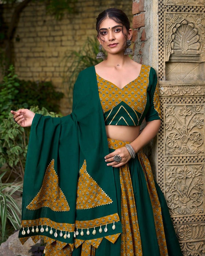 Mustard Green Choli for Garba Nights