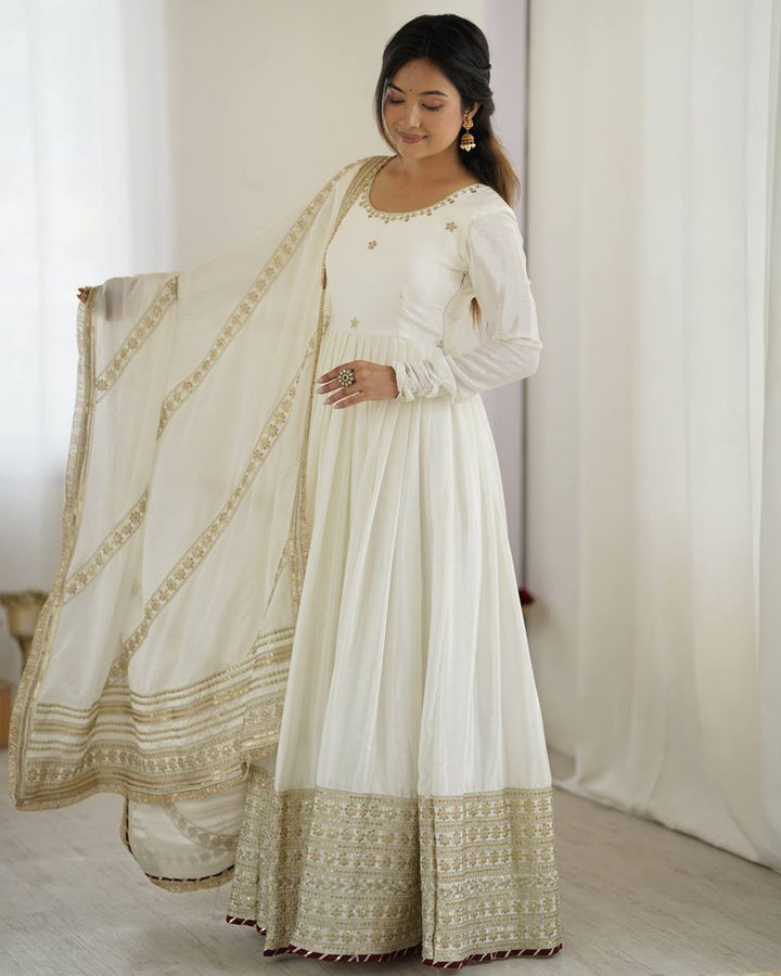 White Elegance – Chinon Anarkali Suit