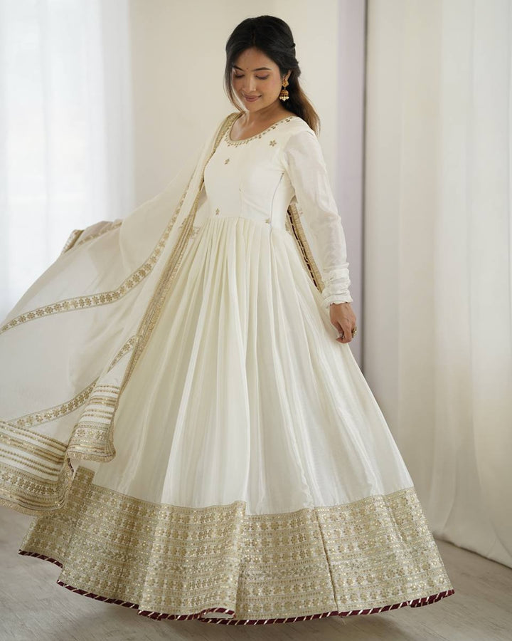 White Elegance – Chinon Anarkali Suit