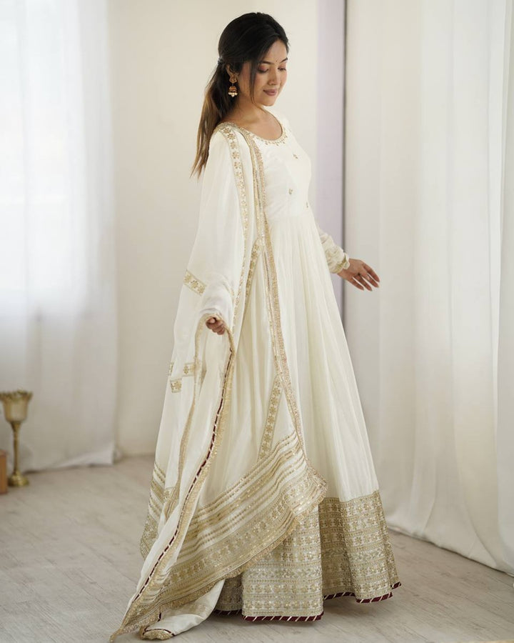 White Elegance – Chinon Anarkali Suit
