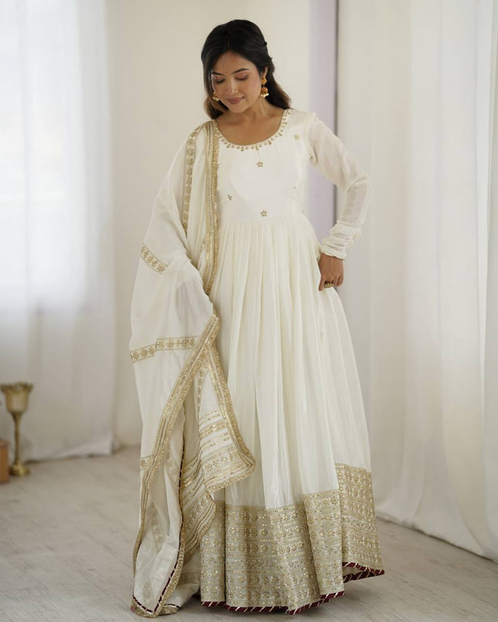 White Elegance – Chinon Anarkali Suit