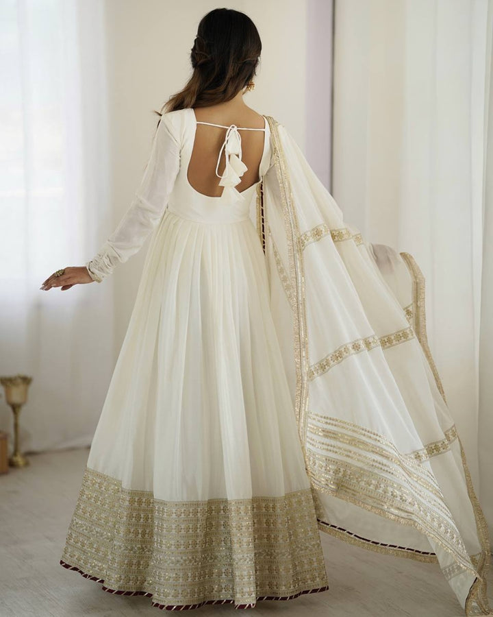 White Elegance – Chinon Anarkali Suit