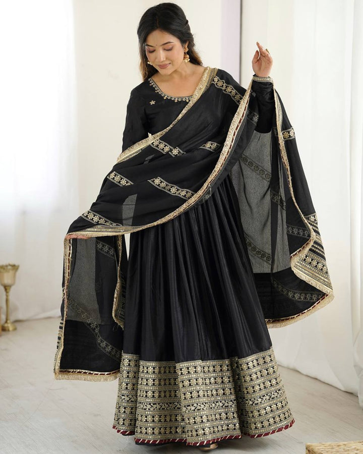 Black Elegance – Chinon Anarkali Suit