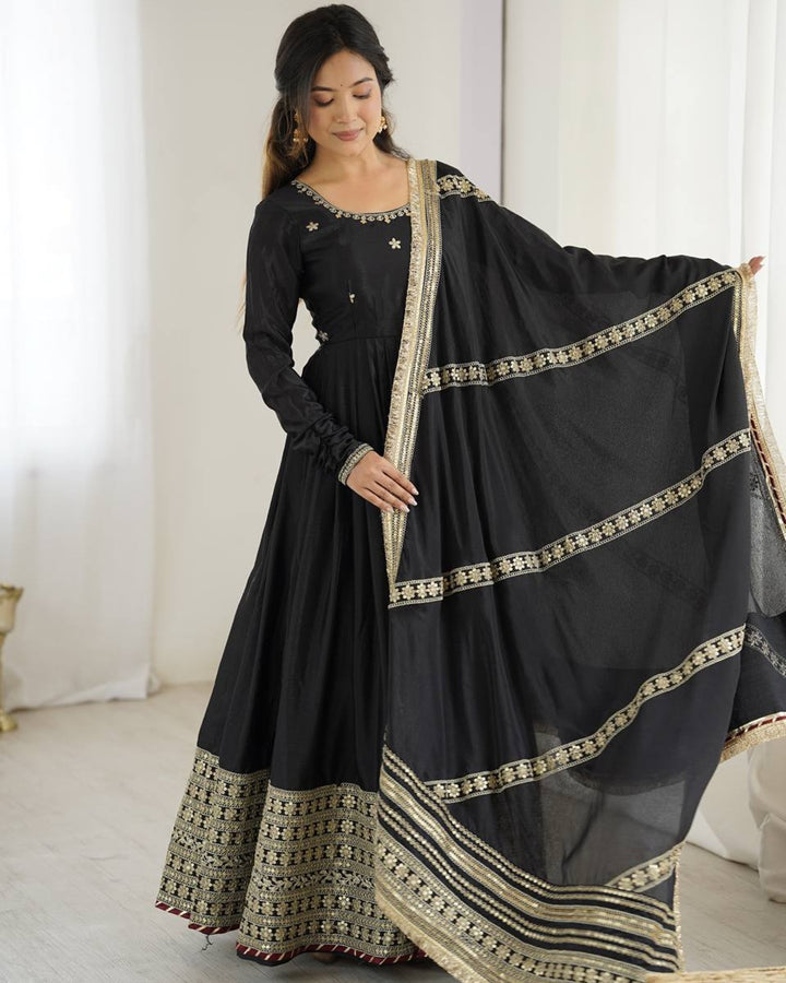 Black Elegance – Chinon Anarkali Suit