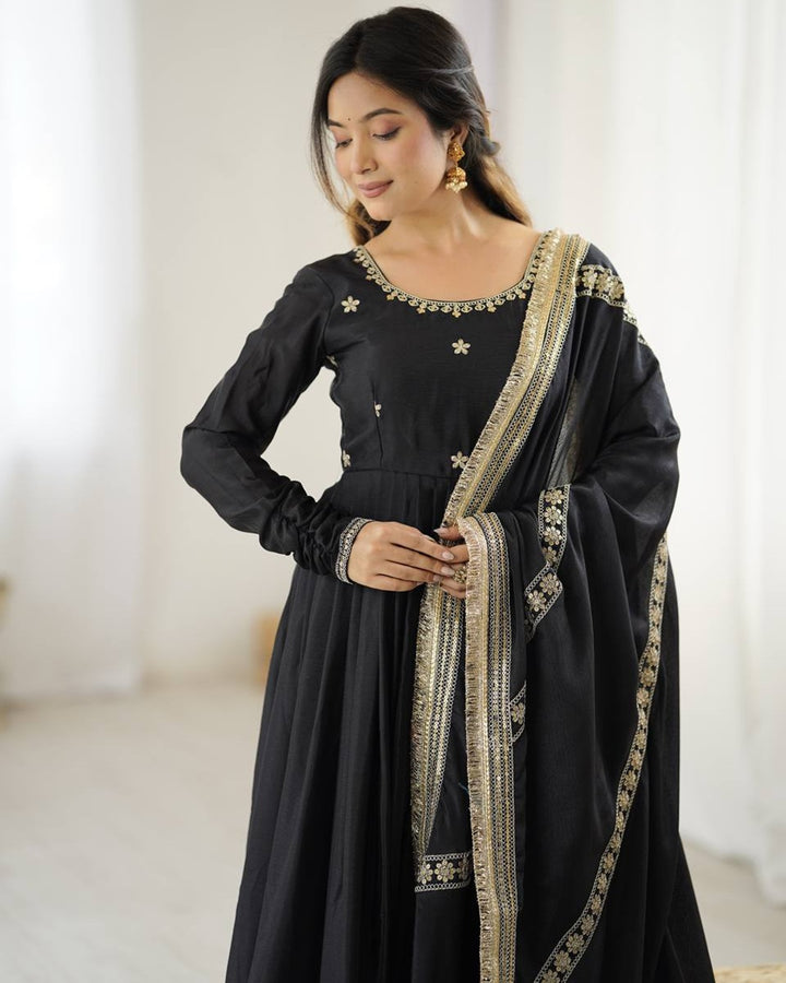 Black Elegance – Chinon Anarkali Suit