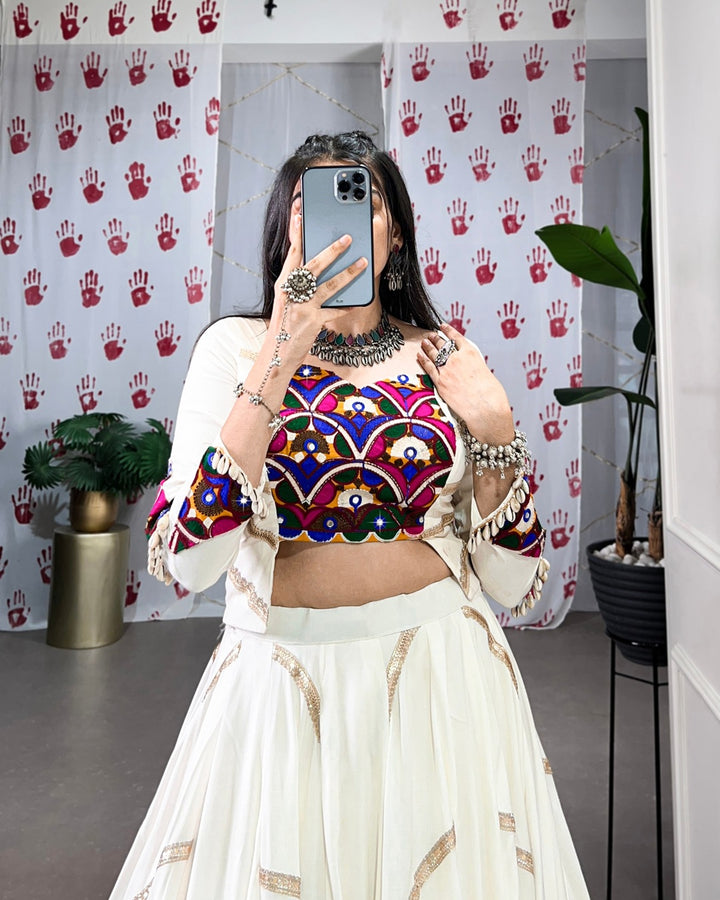 Ethereal Elegance – White Chaniya Choli Set