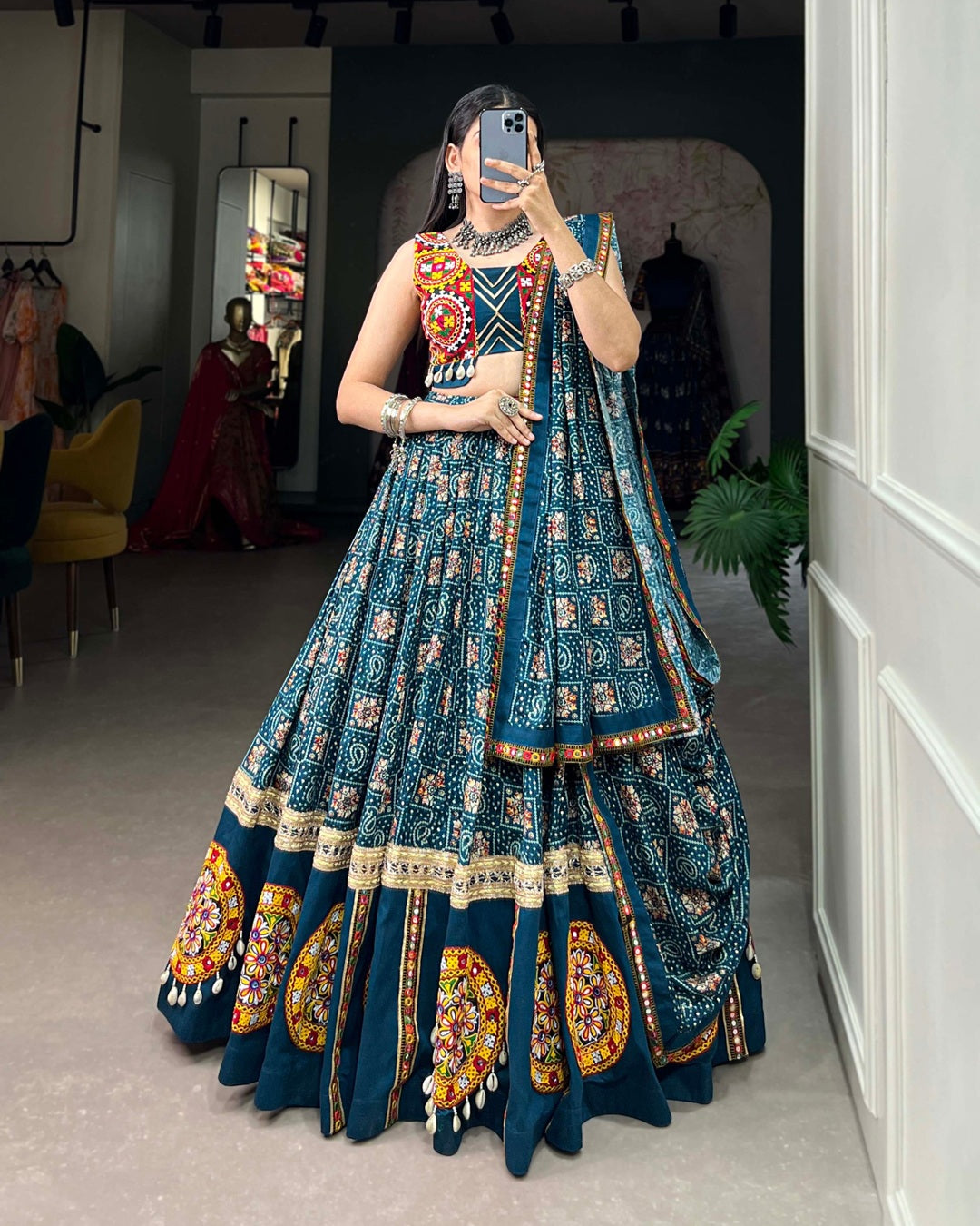 Rayon Navratri Chaniya Choli with Foil Work