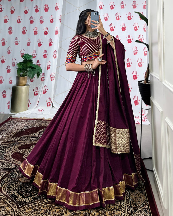 Festive Wine Chanderi Ensemble