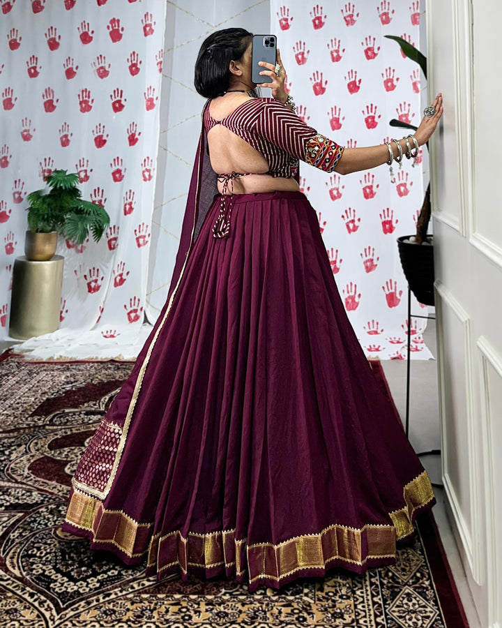 Festive Wine Chanderi Ensemble