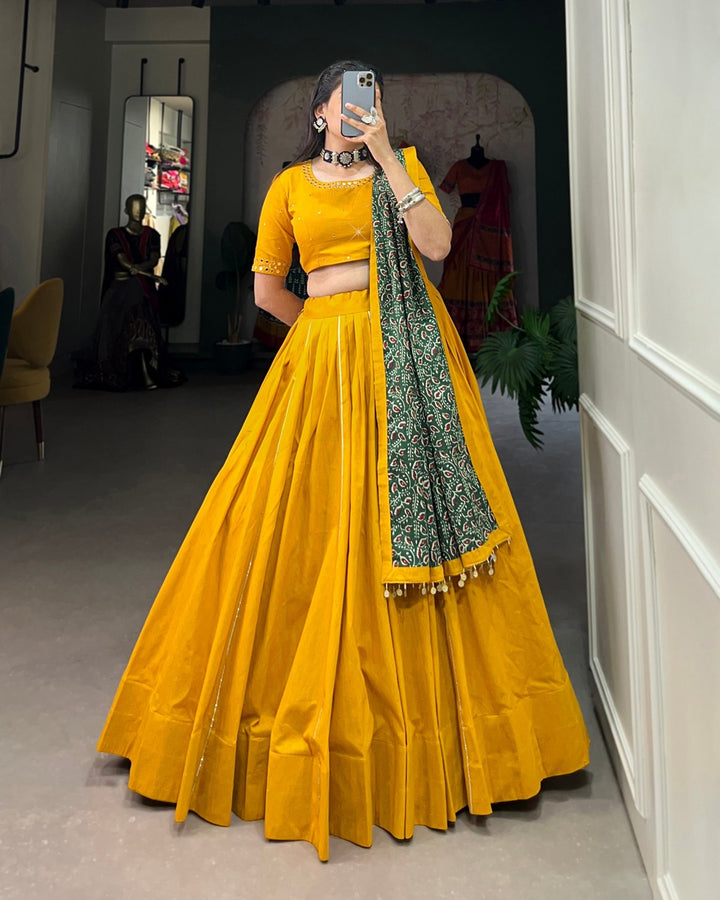 Navratri Special Mustard Lehenga
