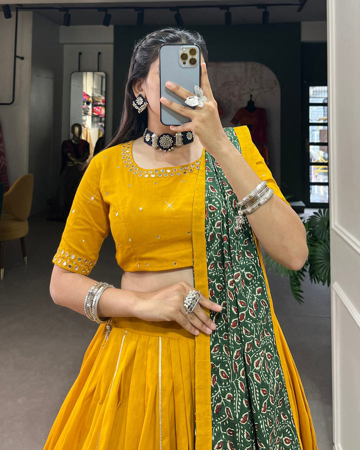 Navratri Special Mustard Lehenga