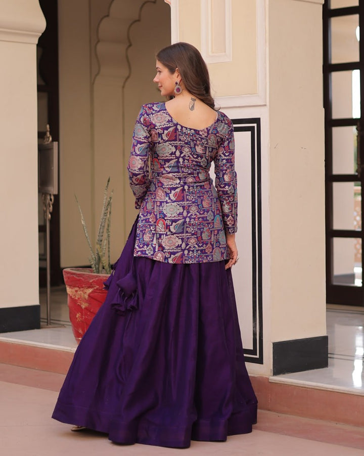 Stylish Purple Shimmer Lehenga Choli – Western Fusion Look