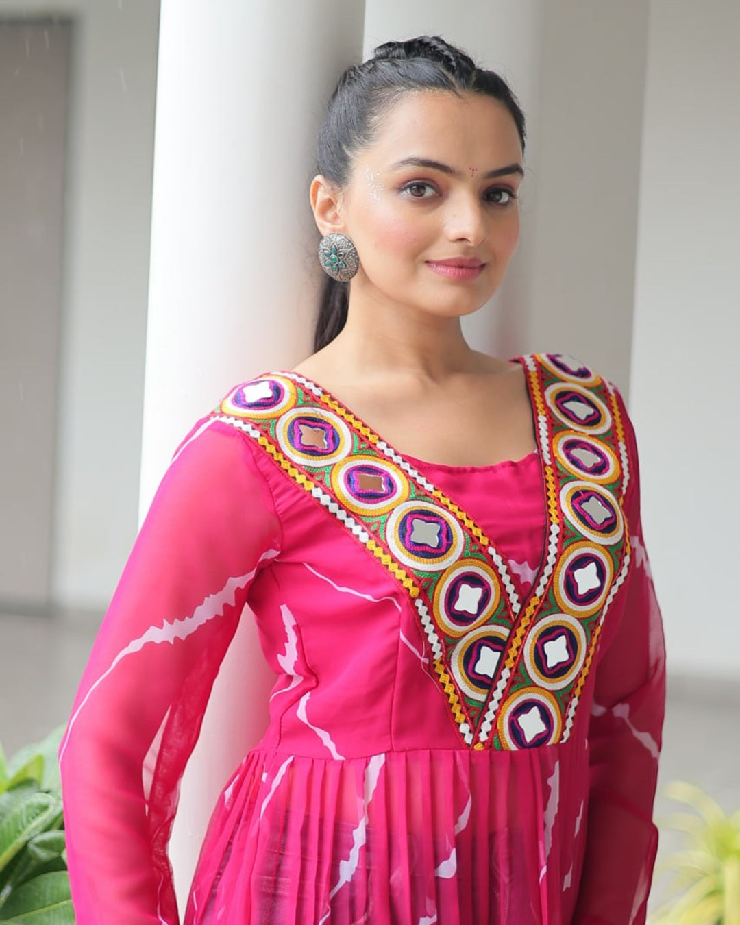 Navratri Grace – Pink Kutchi Work Kurti