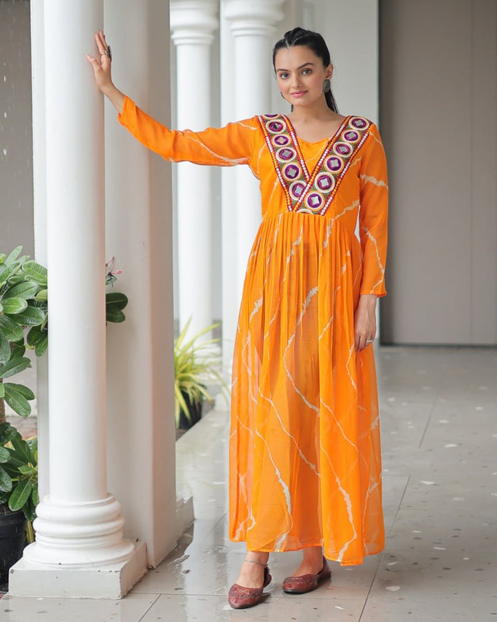 Navratri Glow – Yellow Kutchi Work Kurti