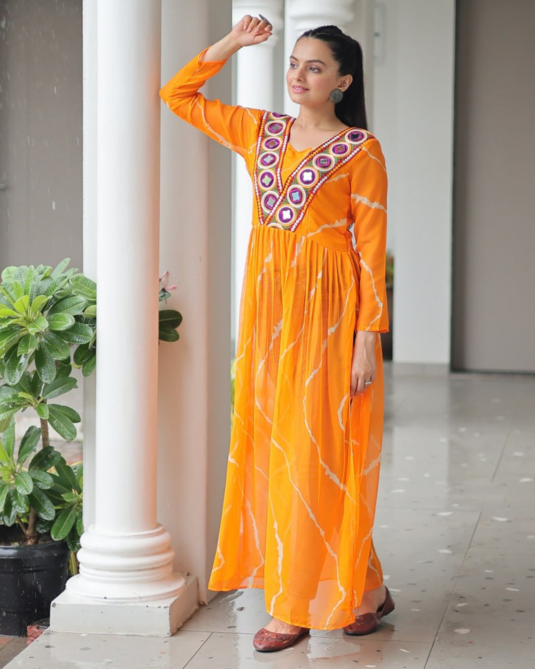 Navratri Glow – Yellow Kutchi Work Kurti