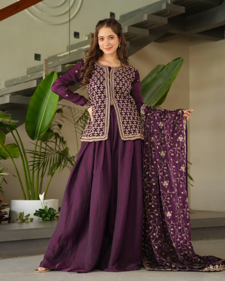 Wine Luxe – Designer Sharara Suit in Fendi Fabric
