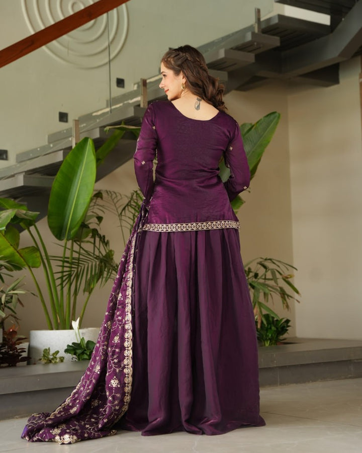 Wine Luxe – Designer Sharara Suit in Fendi Fabric
