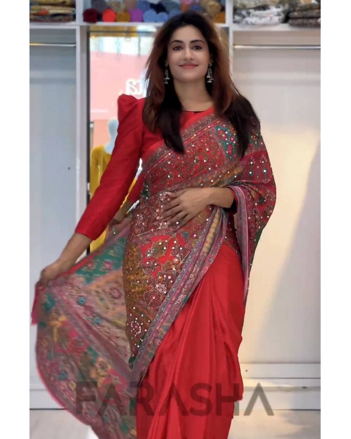Modern Zip-Front Gown with Artistic Digital Print Dupatta