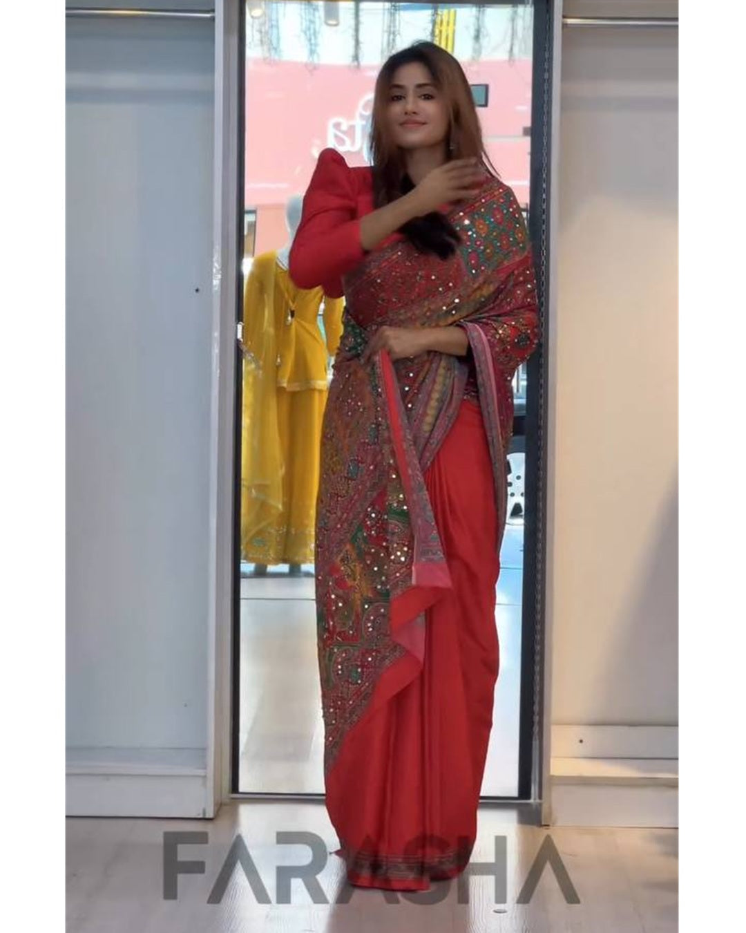 Modern Zip-Front Gown with Artistic Digital Print Dupatta