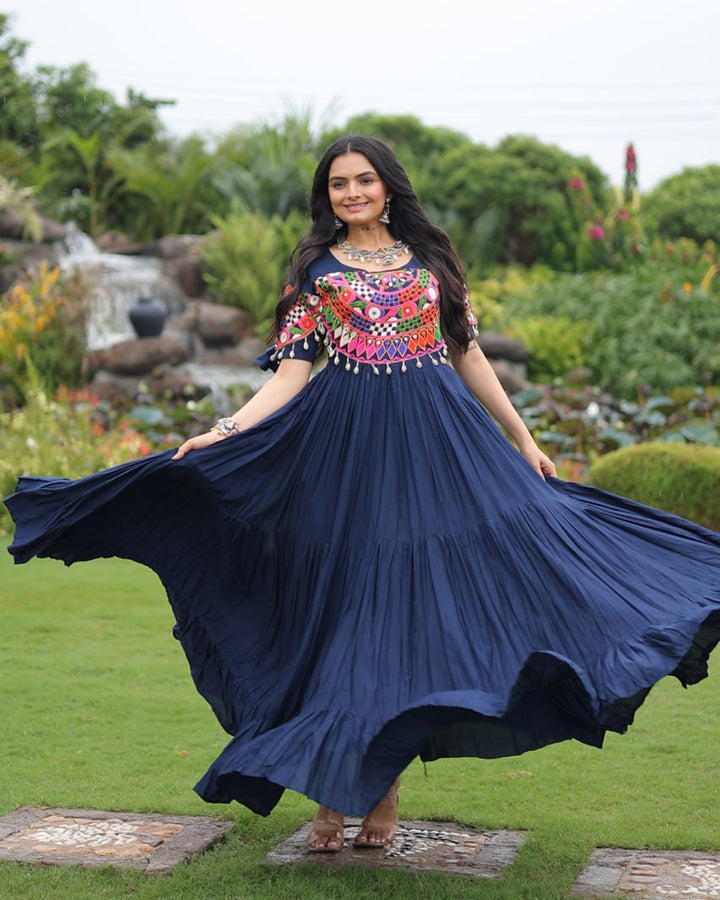 Navy Blue Radiance – Mirror Magic for Navratri