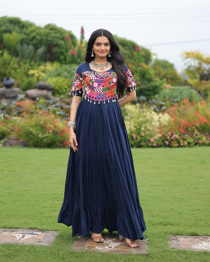 Navy Blue Radiance – Mirror Magic for Navratri