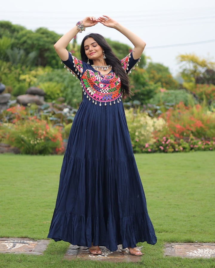 Navy Blue Radiance – Mirror Magic for Navratri