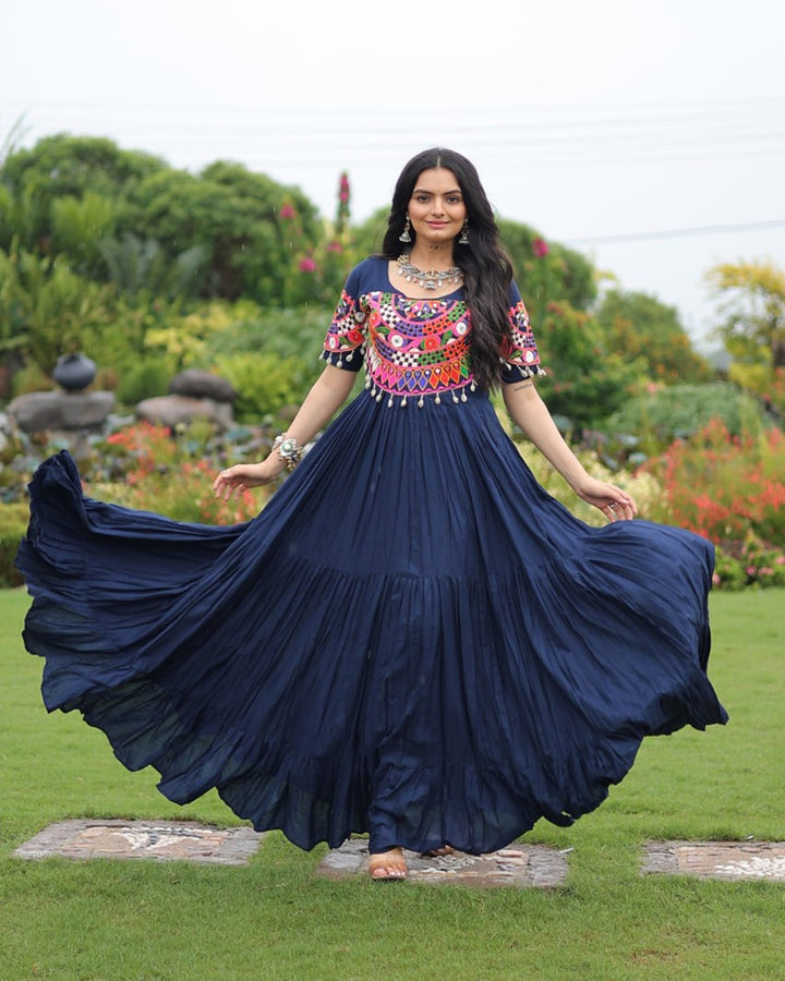 Navy Blue Radiance – Mirror Magic for Navratri