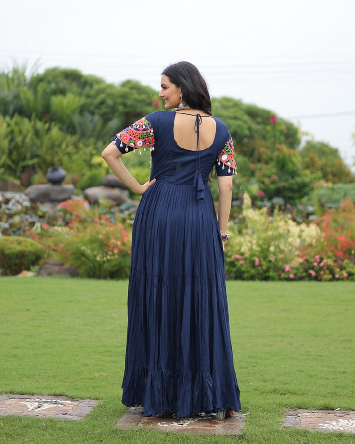 Navy Blue Radiance – Mirror Magic for Navratri