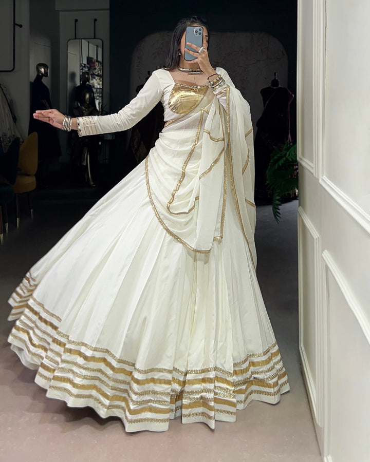 Pure Grace – White Lehenga Choli for Navratri