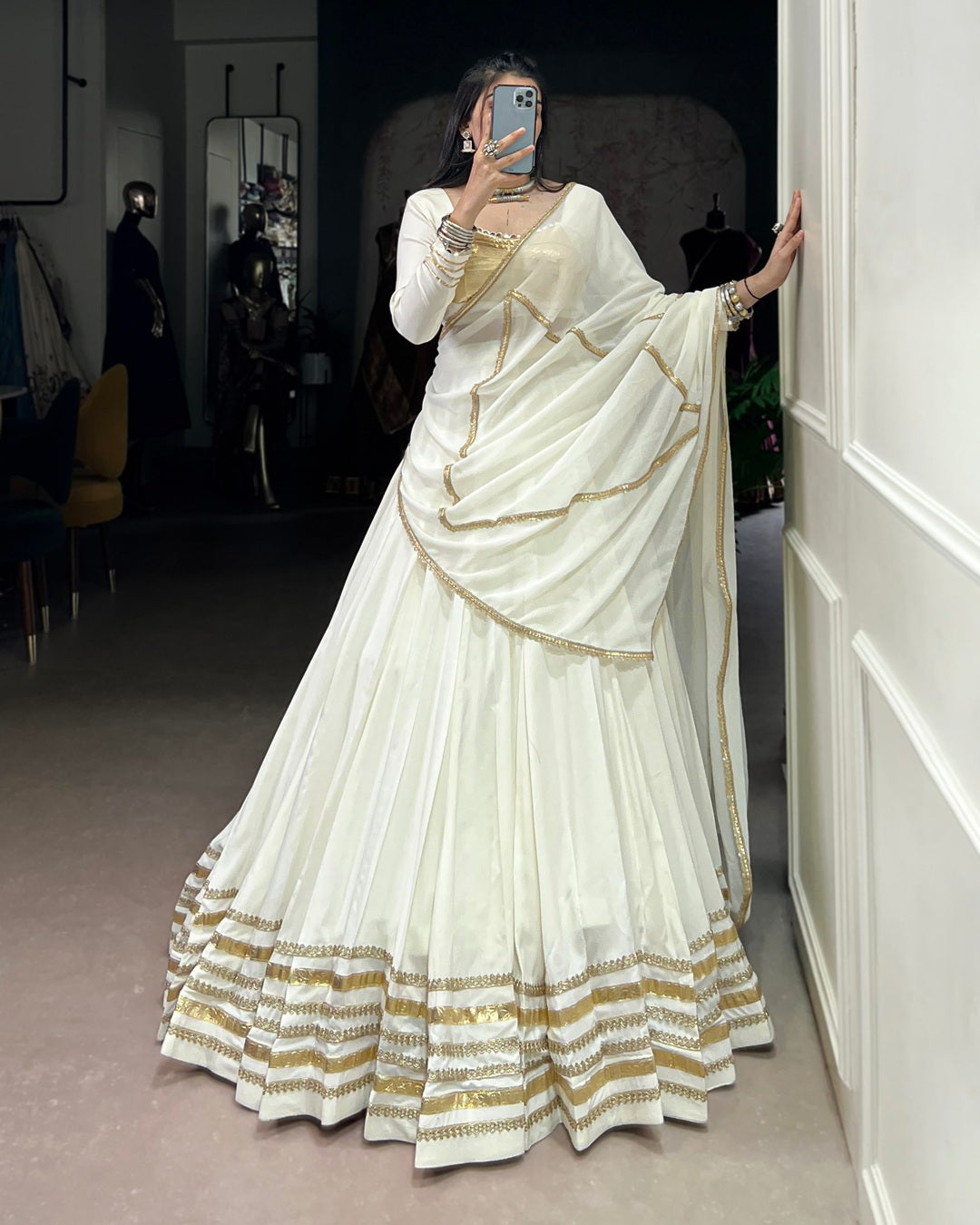 Pure Grace – White Lehenga Choli for Navratri