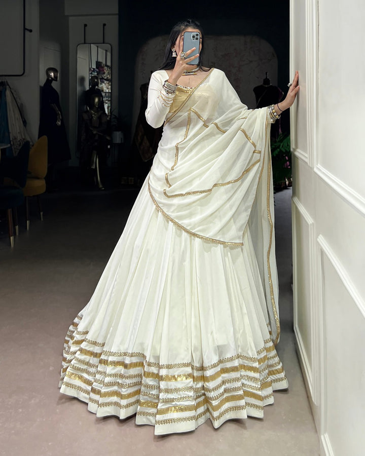 Pure Grace – White Lehenga Choli for Navratri