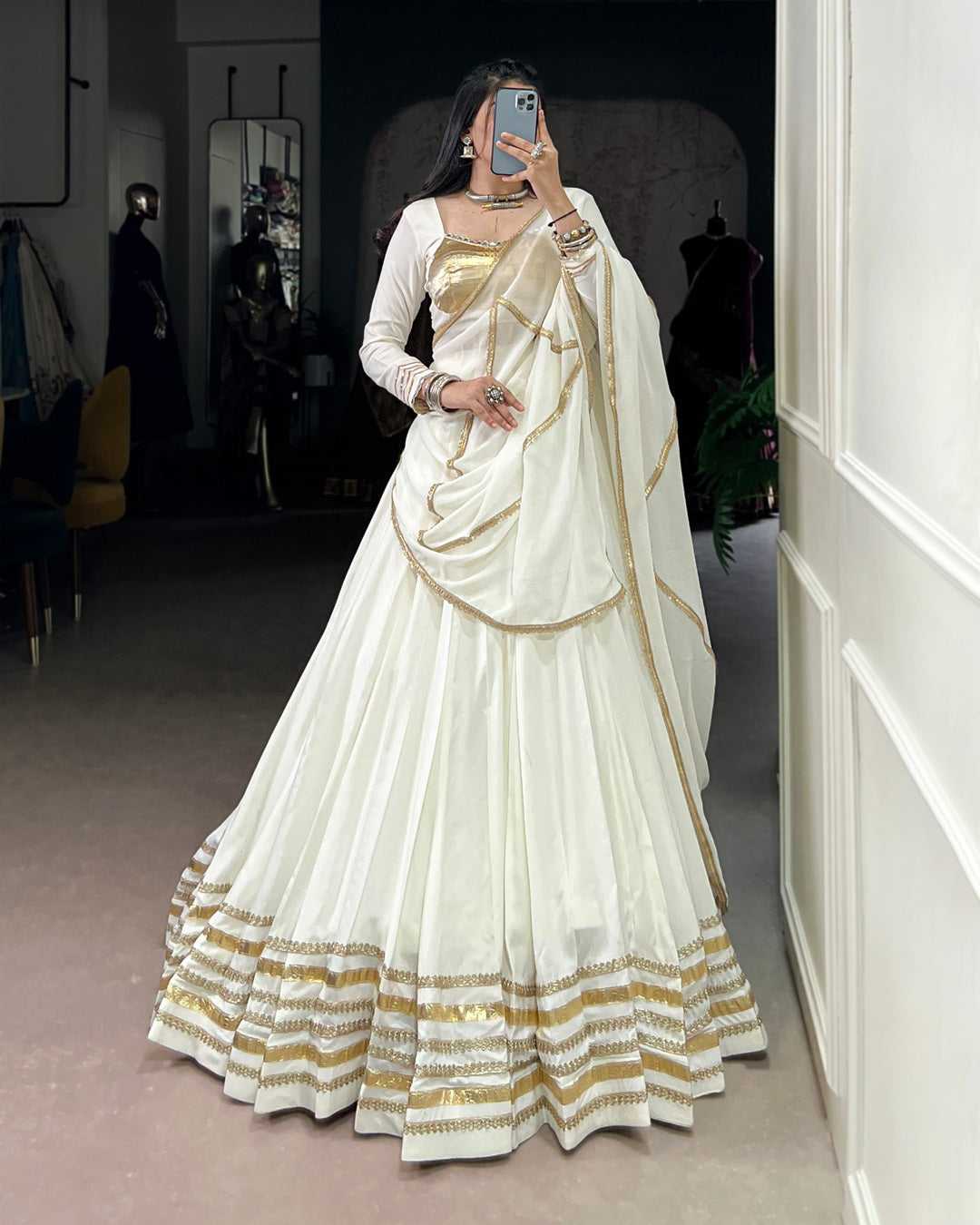 Pure Grace – White Lehenga Choli for Navratri