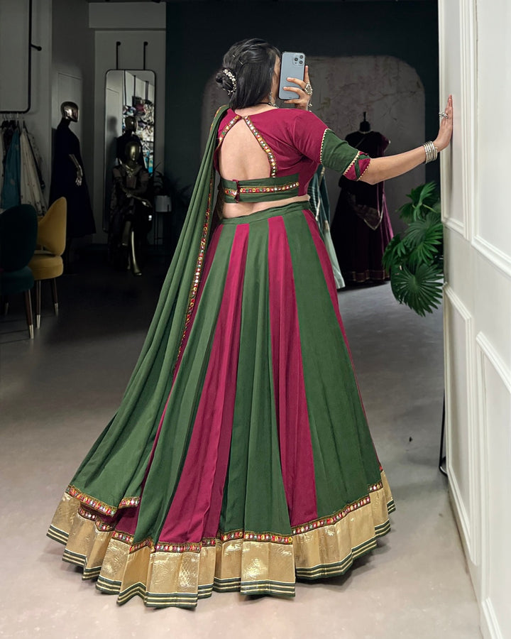 Dual Delight – Green & Magenta Navratri Lehenga