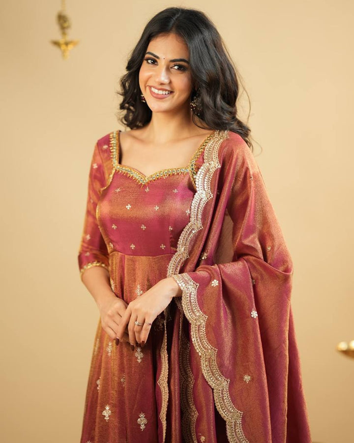 Rust Orange – Premium Embroidered Anarkali for Desirable Women