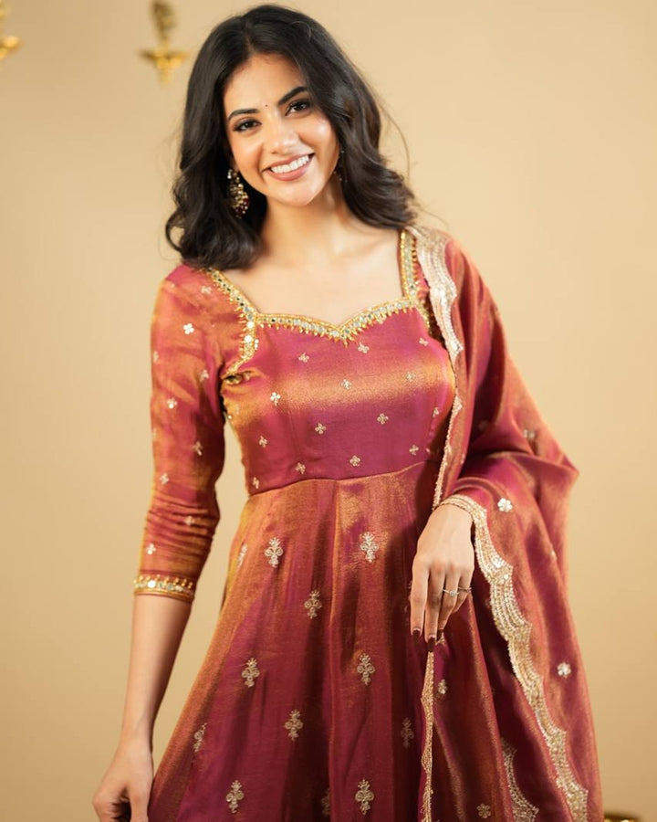 Rust Orange – Premium Embroidered Anarkali for Desirable Women