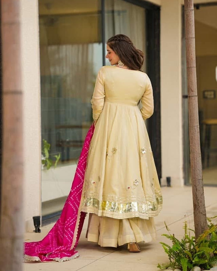 Royal Handmade Anarkali Plazzo Set with Bandhani Dupatta